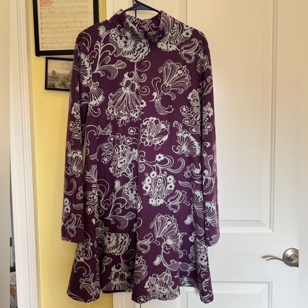 Anthropologie Purple and White Floral Dress